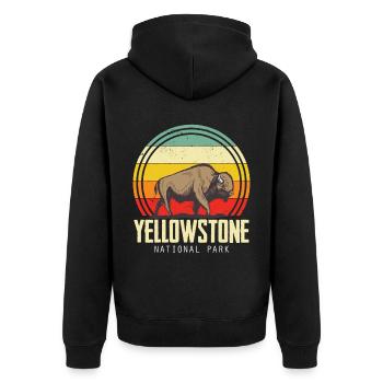Parc national de Yellowstone Wyoming Camping Nature Wan - Veste à capuche bio Premium Unisexe - noir - Dos - Nico (187cm)