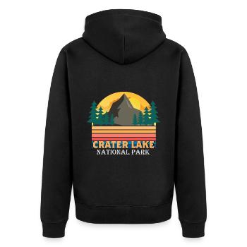 Nationalpark Crater Lake Wandern Natur Berge Orego - Unisex Premium Bio Zip Hoodie - Schwarz - Hinten - Nico (187cm)