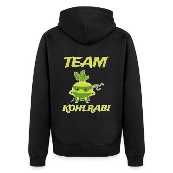 Kohlrabi Superheld Design Spruch - Unisex Premium Bio Zip Hoodie - Schwarz - Hinten - Nico (187cm)