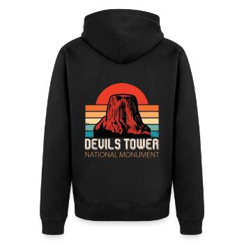 Devils Tower National Monument Souvenir Wyoming - Unisex Premium Organic Zip Hoodie - black - Back - Nico (187cm)