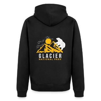 Glacier National Park Montana Wilderness Souvenir Bear - Unisex Premium Organic Zip Hoodie - black - Back - Nico (187cm)