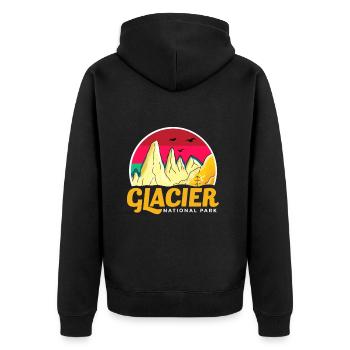 Glacier National Park Souvenir Mountain Montana Wilderness - Unisex Premium Organic Zip Hoodie - black - Back - Nico (187cm)