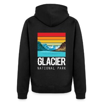 Glacier National Park Souvenir Montana USA - Unisex Premium Organic Zip Hoodie - black - Back - Nico (187cm)