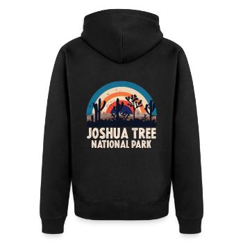 Joshua Tree National Park Cactus Hiking Camping - Unisex Premium Organic Zip Hoodie - black - Back - Nico (187cm)