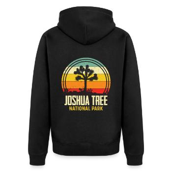 California National Park Joshua Tree Souvenir Desert - Unisex Premium Organic Zip Hoodie - black - Back - Nico (187cm)