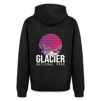Montana National Park Glacier Souvenir Lake and Mountain - Unisex Premium Organic Zip Hoodie - black - Back - Nico (187cm)