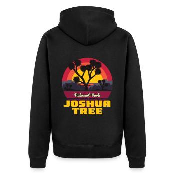 Joshua Tree Nationalpark Wandern Kalifornische Wüs - Unisex Premium Bio Zip Hoodie - Schwarz - Hinten - Nico (187cm)
