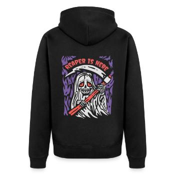 Halloween Reaper Sense Horror Grim Reaper - Unisex Premium Organic Zip Hoodie - black - Back - Nico (187cm)