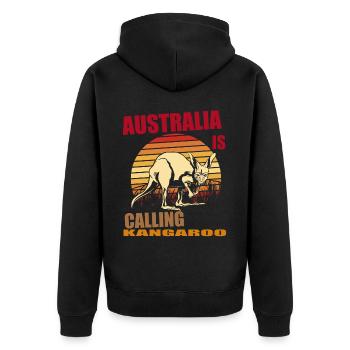 Kangourou Rétro Australie Appelant Outback - Veste à capuche bio Premium Unisexe - noir - Dos - Nico (187cm)