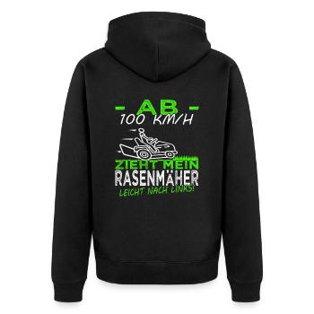 Rasen mähen - Rasenpflege- Gärtner - Platzwart - Unisex Premium Bio Zip Hoodie - Schwarz - Hinten - Nico (187cm)