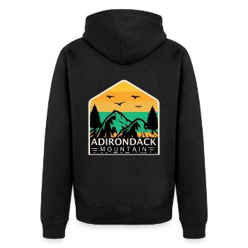 Adirondack Nature Travel Park Souvenir Mountain Hiking - Unisex Premium Organic Zip Hoodie - black - Back - Nico (187cm)