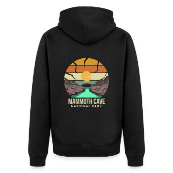 Souvenir Höhle Kentucky Mammoth Cave Nationalpark - Unisex Premium Bio Zip Hoodie - Schwarz - Hinten - Nico (187cm)