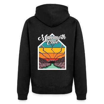 Mammoth Cave Kentucky Nationalpark Wandern - Unisex Premium Bio Zip Hoodie - Schwarz - Hinten - Nico (187cm)