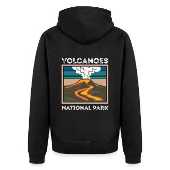 Vulkan Souvenir Nationalpark Hawaii Volcano Island - Unisex Premium Bio Zip Hoodie - Schwarz - Hinten - Nico (187cm)