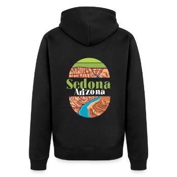 Arizona Sedona Nationalpark Canyon Camping - Unisex Premium Bio Zip Hoodie - Schwarz - Hinten - Nico (187cm)