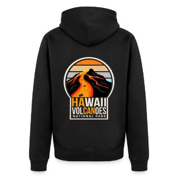 Hawaii Volcanoes Nationalpark Souvenir Vulkaninsel - Unisex Premium Bio Zip Hoodie - Schwarz - Hinten - Nico (187cm)