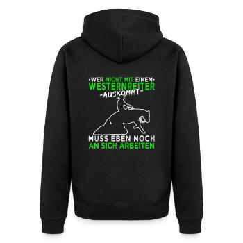 Westernreiten - Westernpferd - Reining - Unisex Premium Bio Zip Hoodie - Schwarz - Hinten - Nico (187cm)