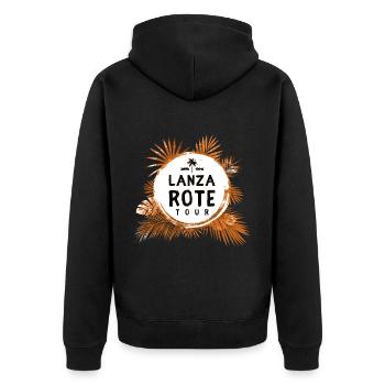Lanzarote Tour Bunt - Unisex Premium Bio Zip Hoodie - Schwarz - Hinten - Nico (187cm)