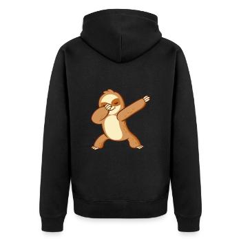 Dabbendes Faultier Dabbing Sloth Kawaii Tanzen - Unisex Premium Bio Zip Hoodie - Schwarz - Hinten - Nico (187cm)