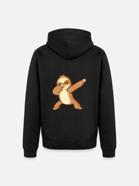 Dabbing Sloth Sloth Kawaii Dancing - Unisex Premium Organic Zip Hoodie - black