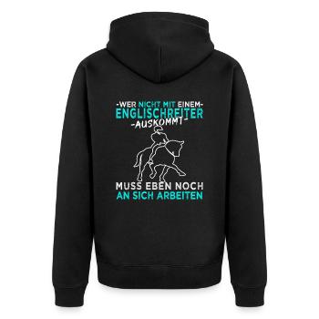 Dressurreiten, Dressurpferd, Dressur Pferdemädchen - Unisex Premium Bio Zip Hoodie - Schwarz - Hinten - Nico (187cm)