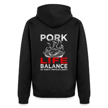 Pork Life Balance - Viande - Grillades - Steak - Veste à capuche bio Premium Unisexe - noir - Dos - Nico (187cm)
