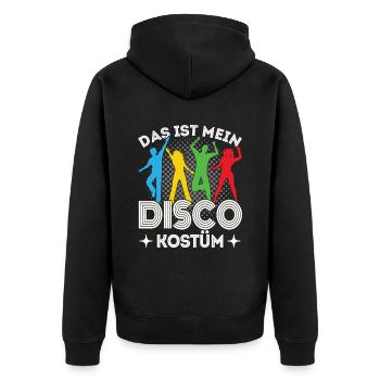 Disco 70er 80er Jahre Disko Party Outfit Discothek - Unisex Premium Bio Zip Hoodie - Schwarz - Hinten - Nico (187cm)