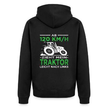 Bauern - Landwirt - Traktoren - Unisex Premium Bio Zip Hoodie - Schwarz - Hinten - Nico (187cm)
