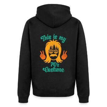 70er Jahre 1970er Siebziger Party Outfit Kostüm - Unisex Premium Bio Zip Hoodie - Schwarz - Hinten - Nico (187cm)