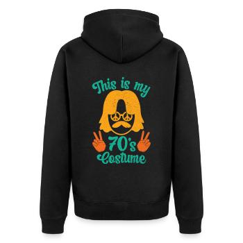 70er Jahre 1970er Siebziger Party Outfit Kostüm - Unisex Premium Bio Zip Hoodie - Schwarz - Hinten - Nico (187cm)