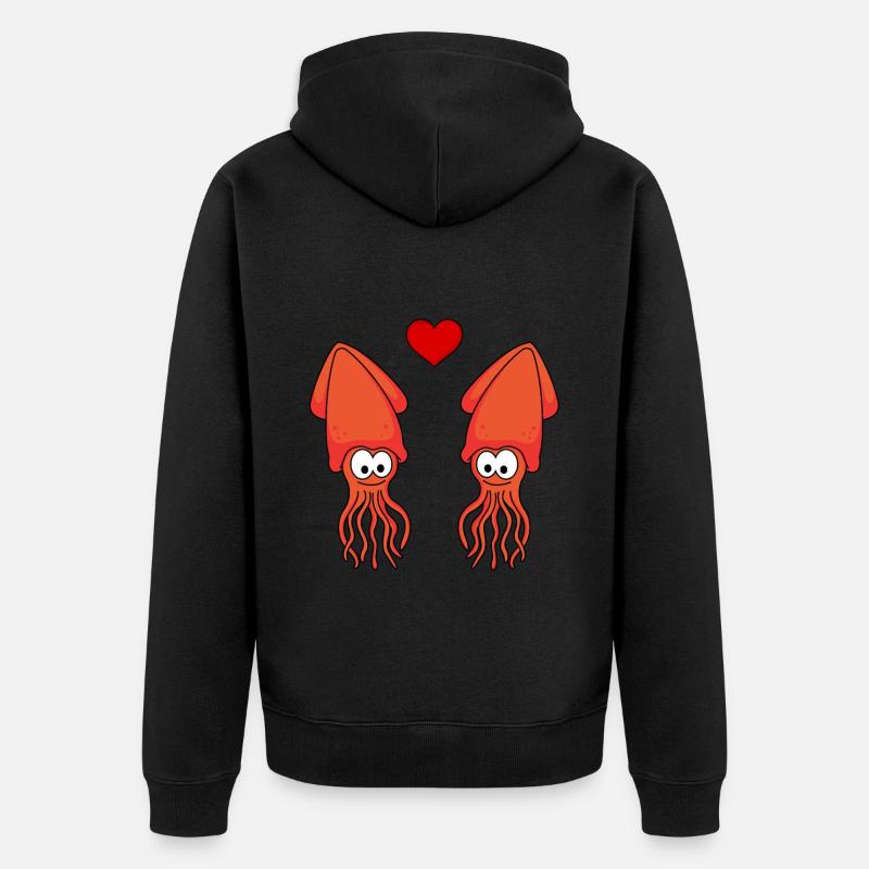 Squid Comic Couple Amour - Veste à capuche bio Premium Unisexe - noir