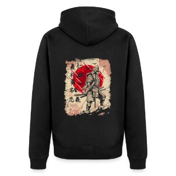 Samurai Japanese Warrior Swordsman Kanji - Unisex Premium Organic Zip Hoodie - black - Back - Nico (187cm)