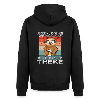 Biertrinker - Männerabend - Saufen - Unisex Premium Bio Zip Hoodie - Schwarz - Hinten - Nico (187cm)