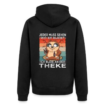 Biertrinker - Männerabend - Saufen - Unisex Premium Bio Zip Hoodie - Schwarz - Hinten - Nico (187cm)
