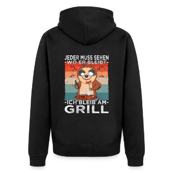Grillparty - Grillmeister - Grillen - BBQ - Unisex Premium Bio Zip Hoodie - Schwarz - Hinten - Nico (187cm)