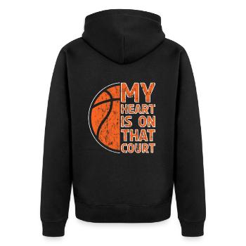 My heart is on that court Basketball - Unisex Premium Organic Zip Hoodie - black - Back - Nico (187cm)