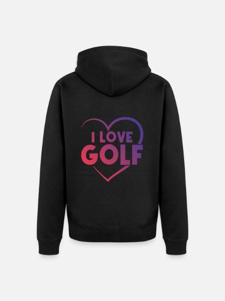 Ich liebe Golf Herz - Unisex Premium Bio Zip Hoodie - Schwarz