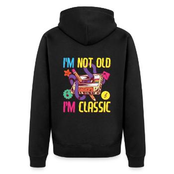 90s Outfit 80s Party 90's Motto - Unisex Premium Organic Zip Hoodie - black - Back - Nico (187cm)