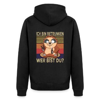 Biertrinker - Männerabend - Saufen - Unisex Premium Bio Zip Hoodie - Schwarz - Hinten - Nico (187cm)