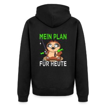 Mein Plan für heute Angeln & Bier - Angler - Unisex Premium Bio Zip Hoodie - Schwarz - Hinten - Nico (187cm)