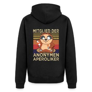 Mitglied der Anonymen Aperoliker - Cocktail - Unisex Premium Bio Zip Hoodie - Schwarz - Hinten - Nico (187cm)