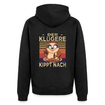 Biertrinker - Männerabend - Saufen - Unisex Premium Bio Zip Hoodie - Schwarz - Hinten - Nico (187cm)