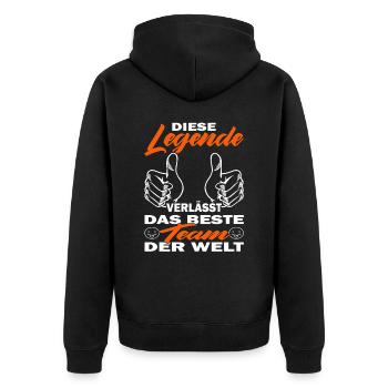 Zum Abschied Kollege - Jobwechsel - Unisex Premium Bio Zip Hoodie - Schwarz - Hinten - Nico (187cm)