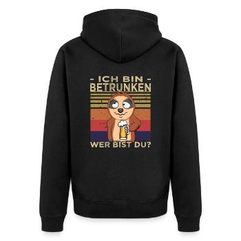 Biertrinker - Männerabend - Saufen - Unisex Premium Bio Zip Hoodie - Schwarz - Hinten - Nico (187cm)