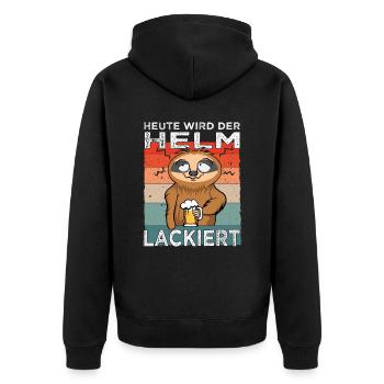 Biertrinker Spruch - Männerabend - Saufen - Unisex Premium Bio Zip Hoodie - Schwarz - Hinten - Nico (187cm)
