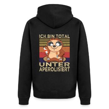 Bin total unteraperolisiert Faultier - Cocktail - Unisex Premium Bio Zip Hoodie - Schwarz - Hinten - Nico (187cm)
