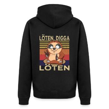 Löten Digga Löten - Biertrinker Spruch - Saufen - Unisex Premium Bio Zip Hoodie - Schwarz - Hinten - Nico (187cm)