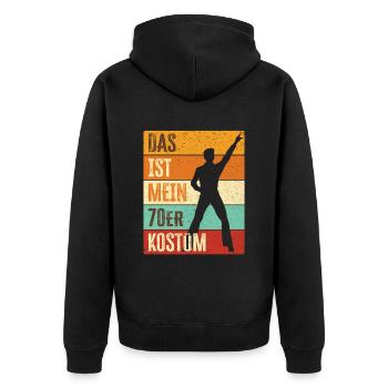 70er Jahre Party Outfit 1970er Siebziger Kostüm - Unisex Premium Bio Zip Hoodie - Schwarz - Hinten - Nico (187cm)