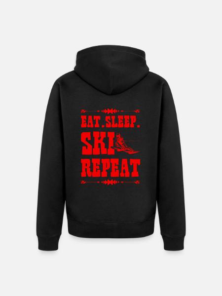 Eat Sleep Ski Repeat - Unisex Premium Organic Zip Hoodie - black