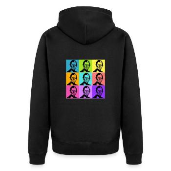 King Charles Colours - Unisex Premium Bio Zip Hoodie - Schwarz - Hinten - Nico (187cm)